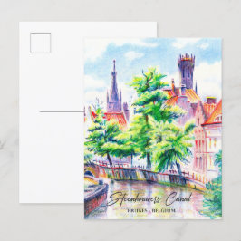 Bruges Belgium Aquarellmalerei Postkarte