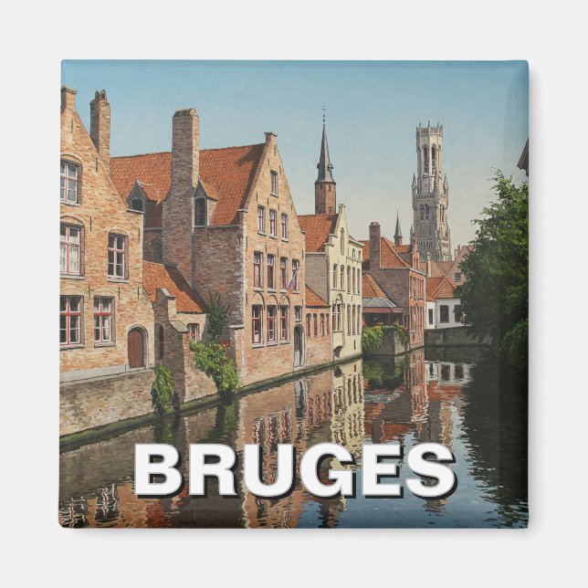 Bruges Belgium Reisen Souvenir Vintag Magnet (Vorne)