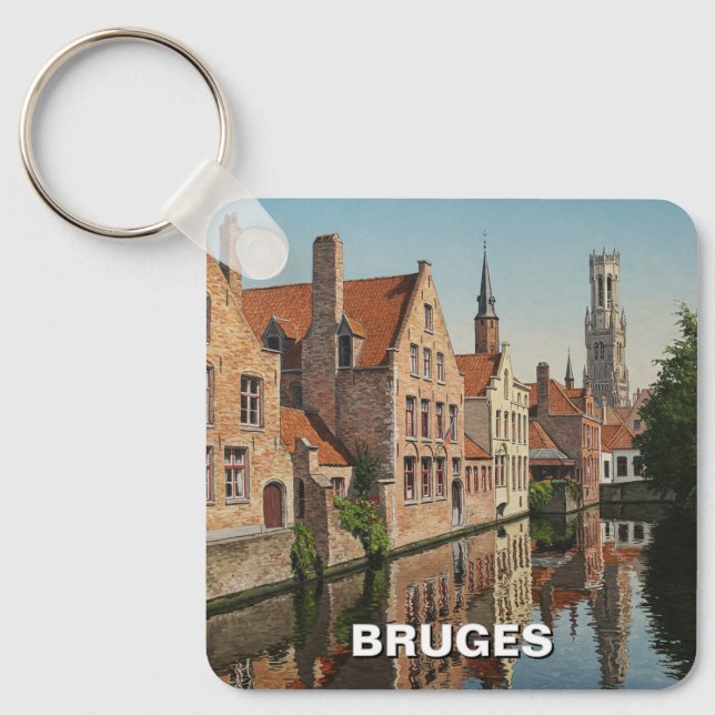 Bruges Belgium Reisen Souvenir Vintag Schlüsselanhänger (Vorderseite)