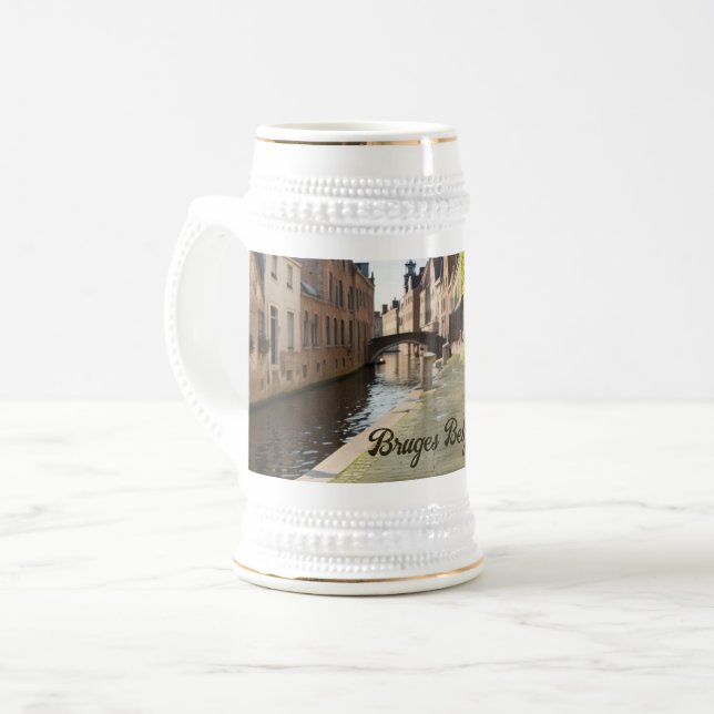 Bruges Belgium Sketch Medieval | Bierglas (Vorderseite Links)