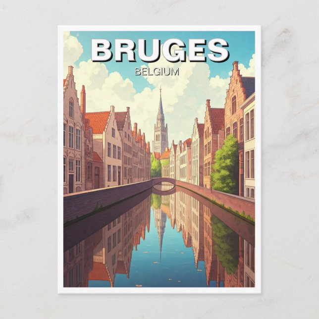 Bruges Belgium Travel Canal Postkarte (Vorderseite)