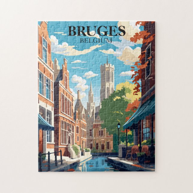 Bruges Belgium Travel Illustration Puzzle (Vertikal)