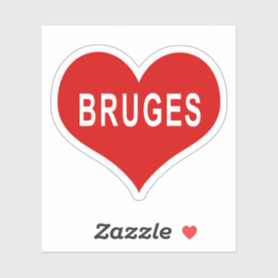 BRUGES rotes Herz Vinyl Aufkleber