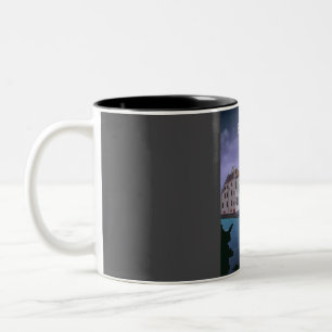 Bruges Vintag Minimal Belgium Travel Poster bei Ni Zweifarbige Tasse