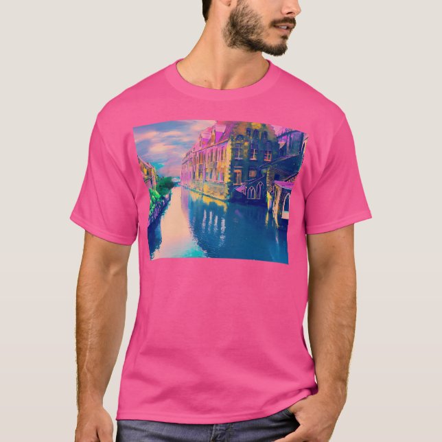 Brügge 2 Wasserfarbe T-Shirt (Vorderseite)