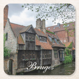 Brügge Altstadt in Belgien Rechteckiger Pappuntersetzer