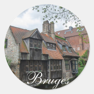 Brügge Altstadt in Belgien Runder Aufkleber