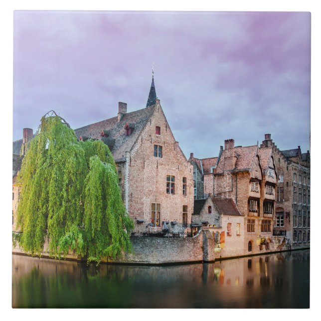 Brügge Altstadt und Belfischer Turm Fliese (Vorderseite)