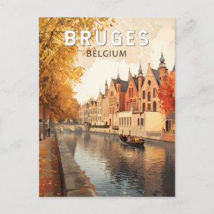 Brügge Belgien Illustration Reise Kunst Vintage Postkarte
