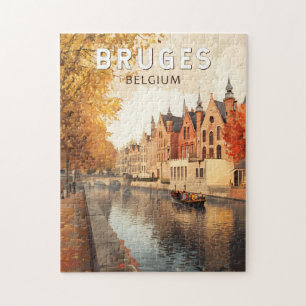 Brügge Belgien Illustration Reise Kunst Vintage Puzzle