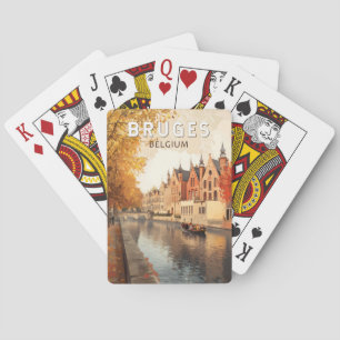 Brügge Belgien Illustration Reise Kunst Vintage Spielkarten