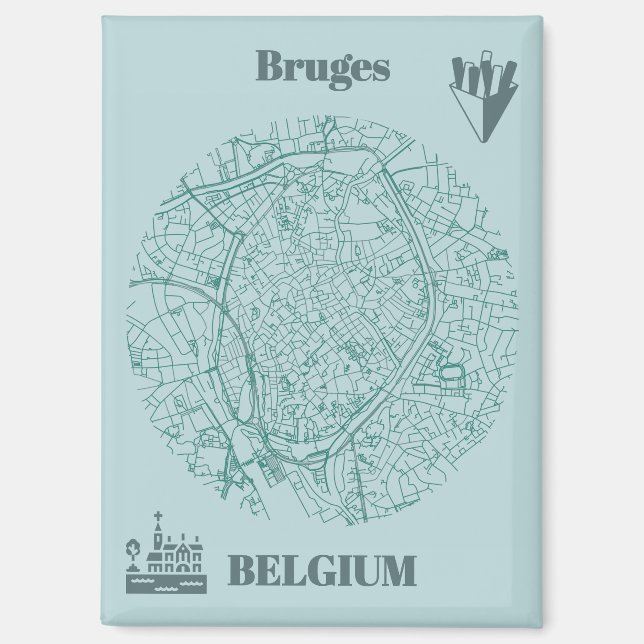 Brügge, Belgien Karte Magnet (Vorderseite)