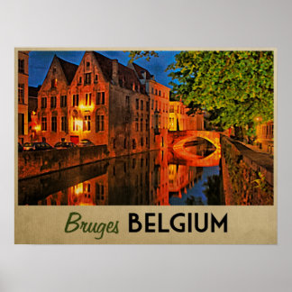 Brügge Belgien nachts Poster