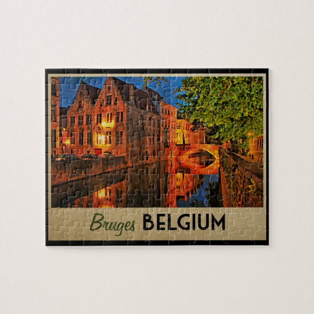 Brügge Belgien nachts Puzzle (Horizontal)