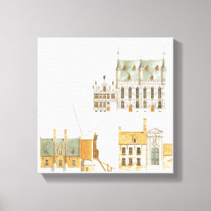 Brügge Belgien. Rathaus und traditionelle Leinwanddruck