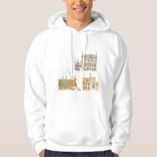 Brügge Belgien. Rathaus und traditionelles Hoodie