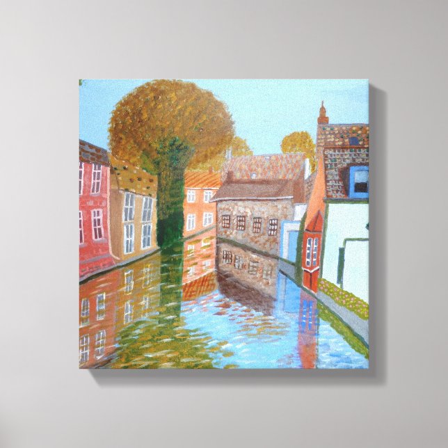 Brugge Canal Canvas Print Leinwanddruck (Vorderseite)