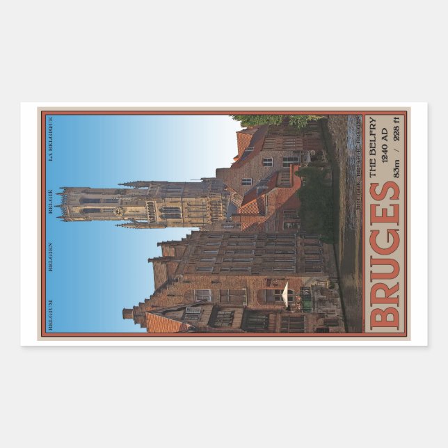 Brugge - Der Belfried Rechteckiger Aufkleber (Vorderseite)