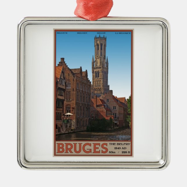 Brügge - der Belfry Silbernes Ornament (Vorne)