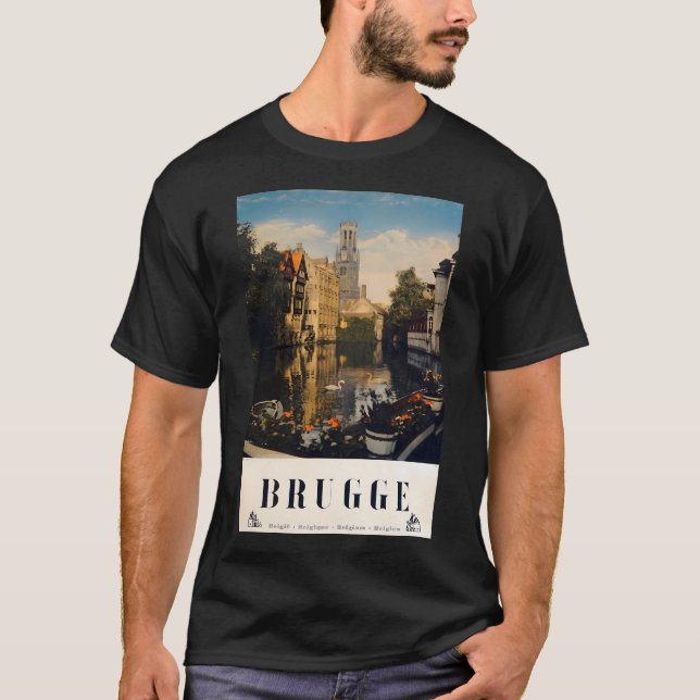 Brugge Retro Poster T-Shirt (Vorderseite)