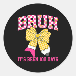 Bruh 100 Days of School Coquette Teacher Pencil Bo Runder Aufkleber