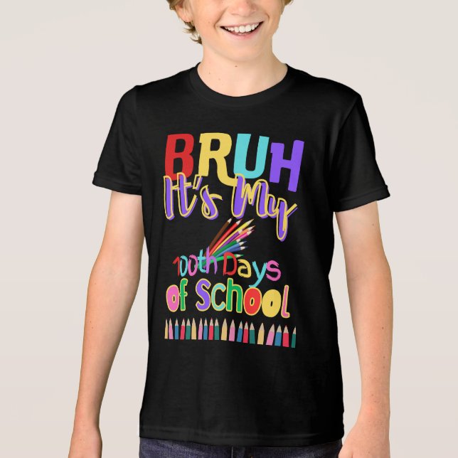 Bruh 100. Schultag Tri-Blend Shirt (Vorderseite)