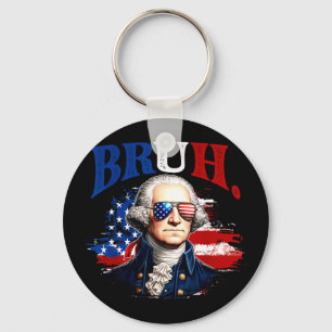 Bruh 4. Juli lustiger George Washington USA-Flagge Schlüsselanhänger
