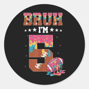 Bruh 5. Geburtstag Junge Fußball Eiscreme Drip 5 J Runder Aufkleber