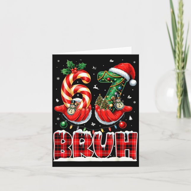 Bruh 67 Christmas 6 7 Meme Pajamas Holiday Gen Alp Karte (Vorderseite)