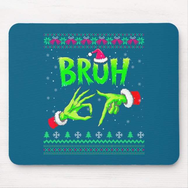 Bruh 67 Christmas Ugly Sweater Six Seven Meme 6 7  Mousepad (Vorne)
