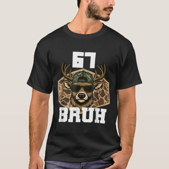 Bruh 67 Deer Funny Deer Hunting Camo Hat Youth Tee (Vorderseite)