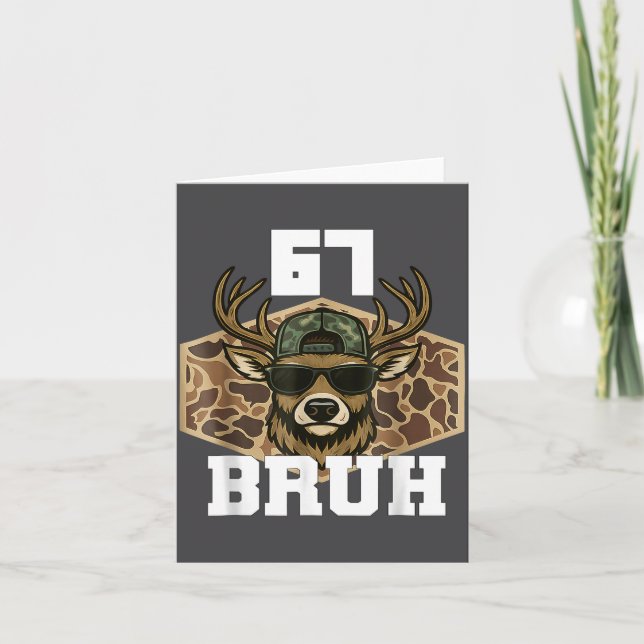 Bruh 67 Deer Funny Deer Hunting Camo Hat Youth Tee Karte (Vorderseite)