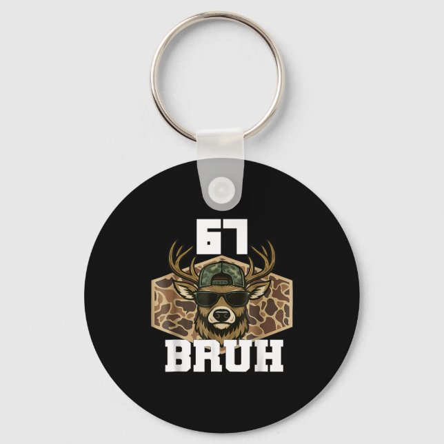 Bruh 67 Deer Funny Deer Hunting Camo Hat Youth Tee Schlüsselanhänger (Vorderseite)