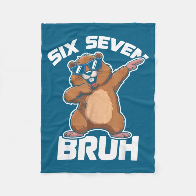 Bruh 67 Funny Groundhog 6-7 Meme Pyjamas Boys Girl Fleecedecke (Vorderseite)
