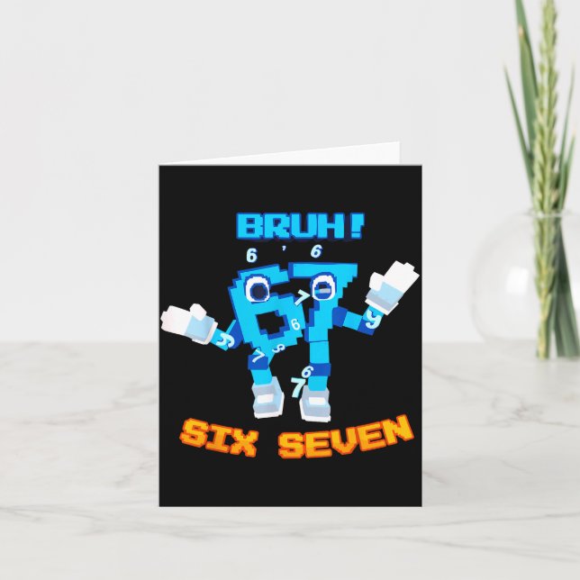 Bruh 67 Funny Six Seven Meme Brainrot Humor Tee  Karte (Vorderseite)