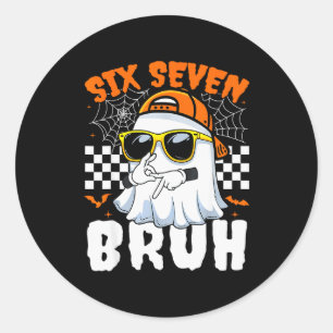 Bruh 67 Halloween Lustig Sechs Sieben Meme Brainro Runder Aufkleber