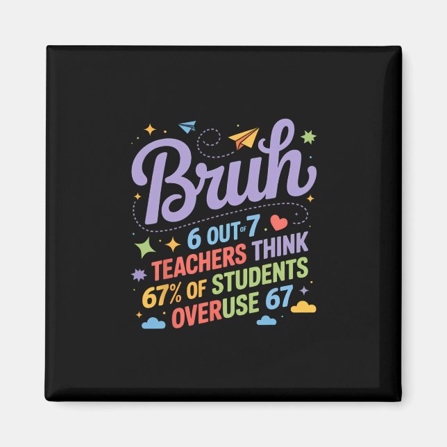 Bruh 67 Lehrer Meme Lustiger Schulwitz  Magnet (Vorne)