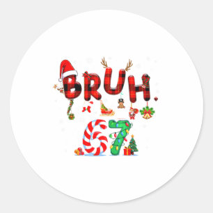Bruh 67 Sechs Sieben 6 7 Meme Weihnachten Zuckerst Runder Aufkleber