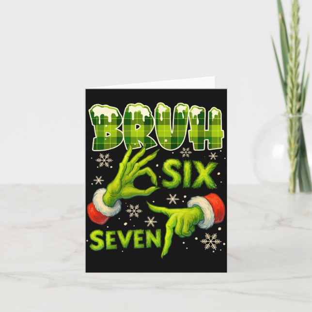 Bruh 67 Six Seven 6 7 Meme Christmas Funny Gen Alp Karte (Vorderseite)