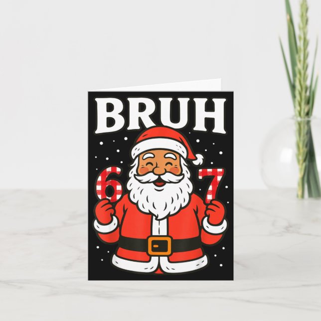 Bruh 67 Six Seven 6 7 Meme Christmas Santa Pajamas Karte (Vorderseite)