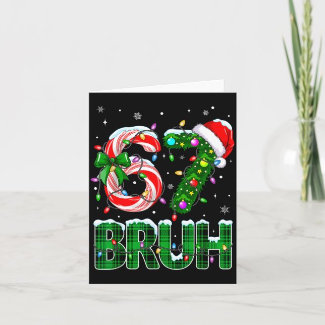 Bruh 67 Six Seven 6 7 Meme Christmas Tree Candy Ca Karte (Vorderseite)