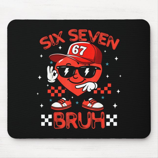Bruh 67 Six Seven Meme Dab Heart Boys Kids Valenti Mousepad (Vorne)