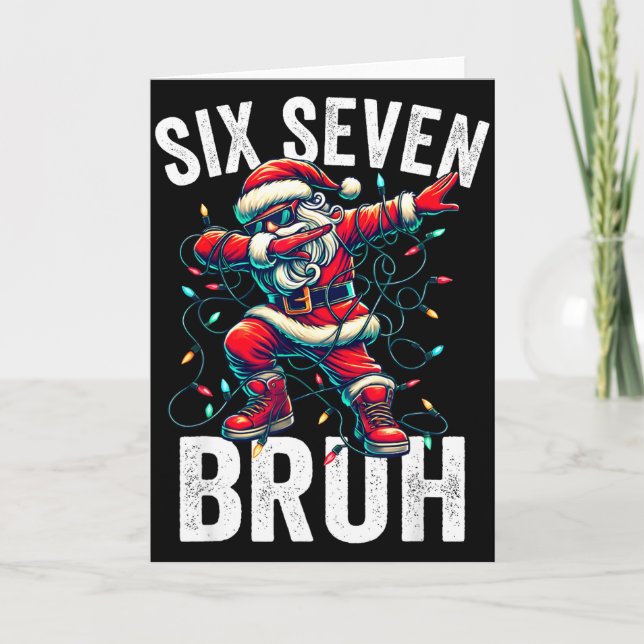 Bruh 67 Six Seven Santa Dabbing Christmas Meme Boy Karte (Vorderseite)