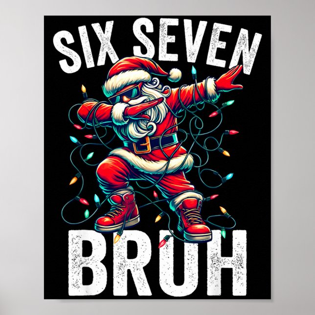 Bruh 67 Six Seven Santa Dabbing Christmas Meme Boy Poster (Vorne)