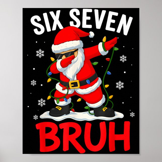 Bruh 67 Six Seven Santa Dabbing Christmas Meme Boy Poster (Vorne)
