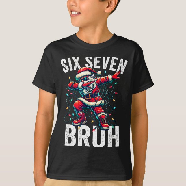 Bruh 67 Six Seven Santa Dabbing Christmas Meme Boy T-Shirt (Vorderseite)