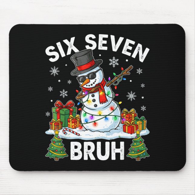 Bruh 67 Six Seven Snowman Dabbing Christmas 6 7 Bo Mousepad (Vorne)