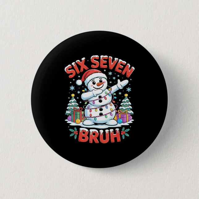 Bruh 67 Six Seven Snowman Dabbing Christmas Shirts Button (Vorderseite)