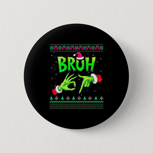Bruh 67 Weihnachts hässlicher Pullover Six Seven M Button (Vorderseite)