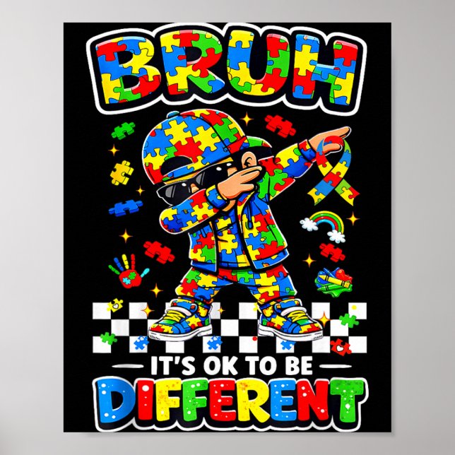Bruh anders sein Puzzle Autismus-Bewusstsein Junge Poster (Vorne)